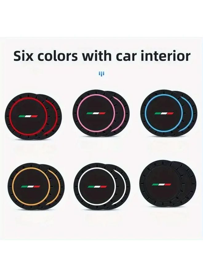 2pcs Red Car Cup Mats For Front Rear Seats Durable PVC Easy To Clean Sports Logo - Image 4